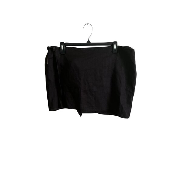 Zara 100% Linen Mini Skirt Brown- ZW Collection, Adjustable Knot, Size Large - Picture 7 of 10